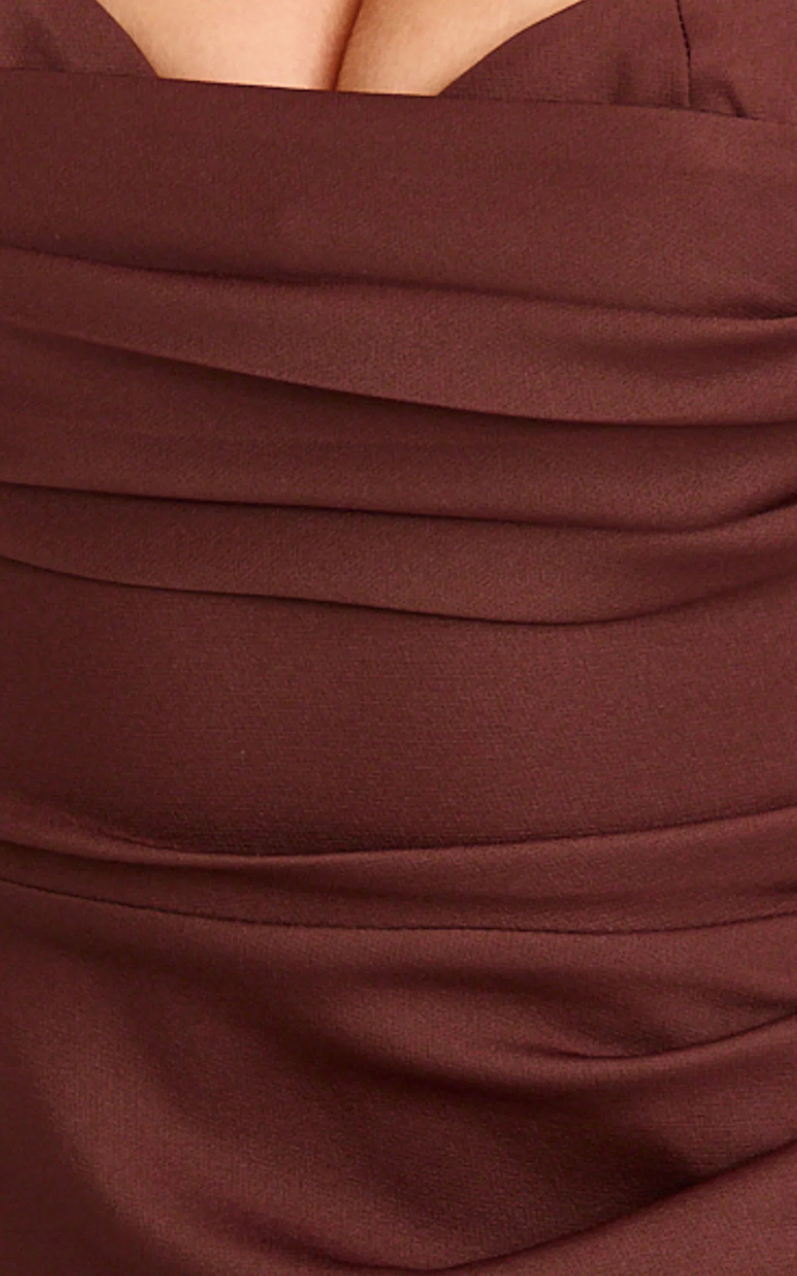 Kenna Maxi Dress - Gathered Bust Tucked Waist Dress in Chocolate