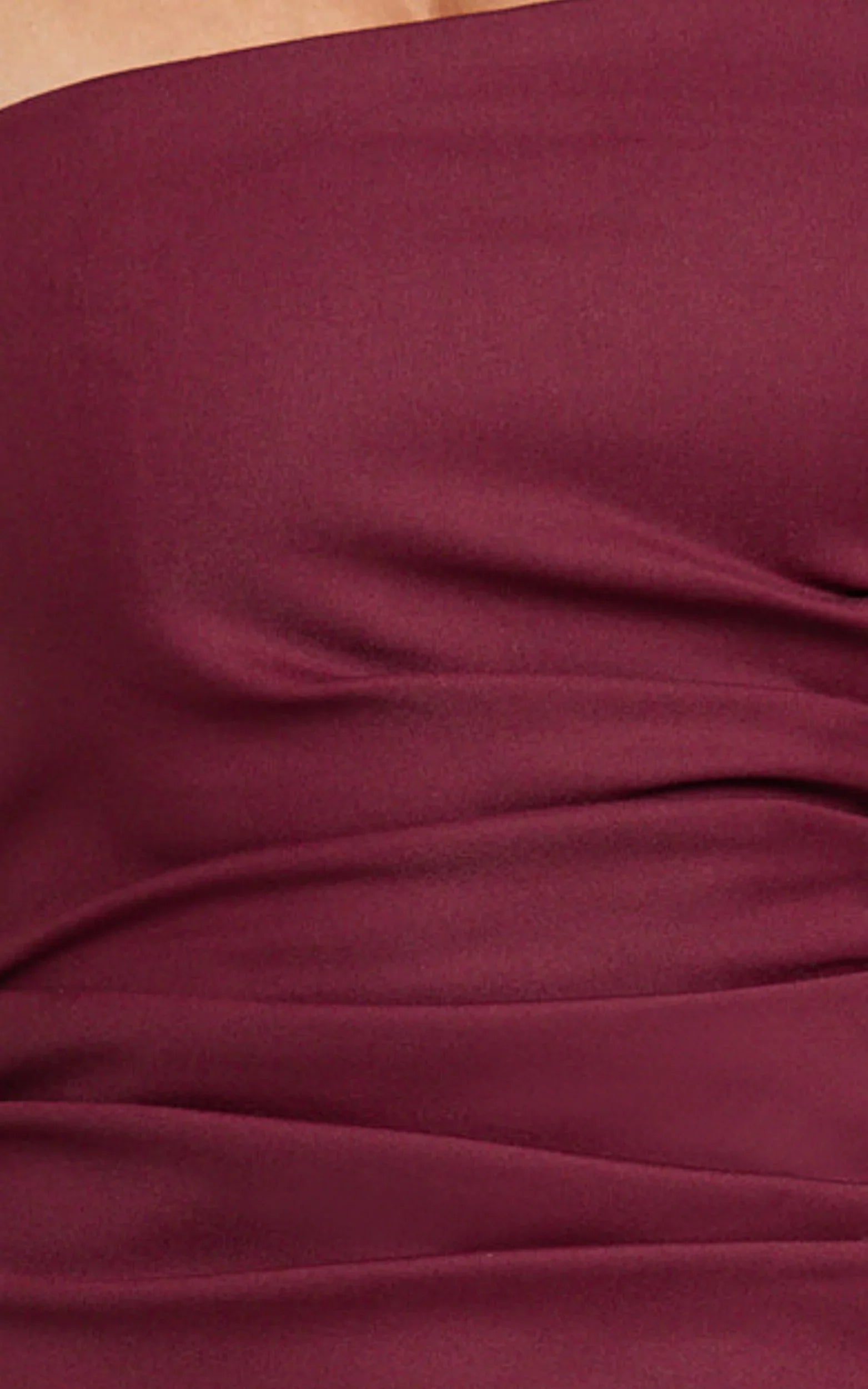 Jamie Maxi Dress - Strapless Ruched Fitted Column Dress in Wine