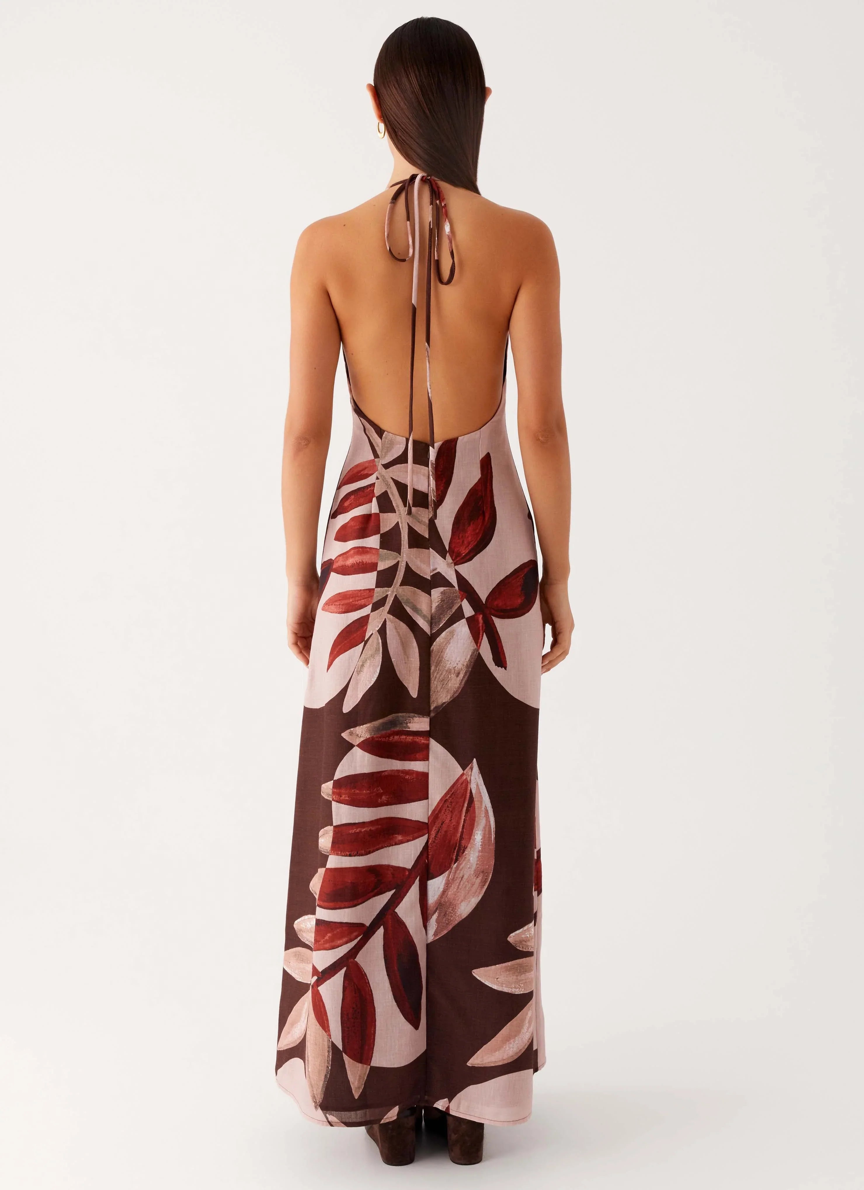 Autumn Linen Maxi Dress - Cinnamon Palm