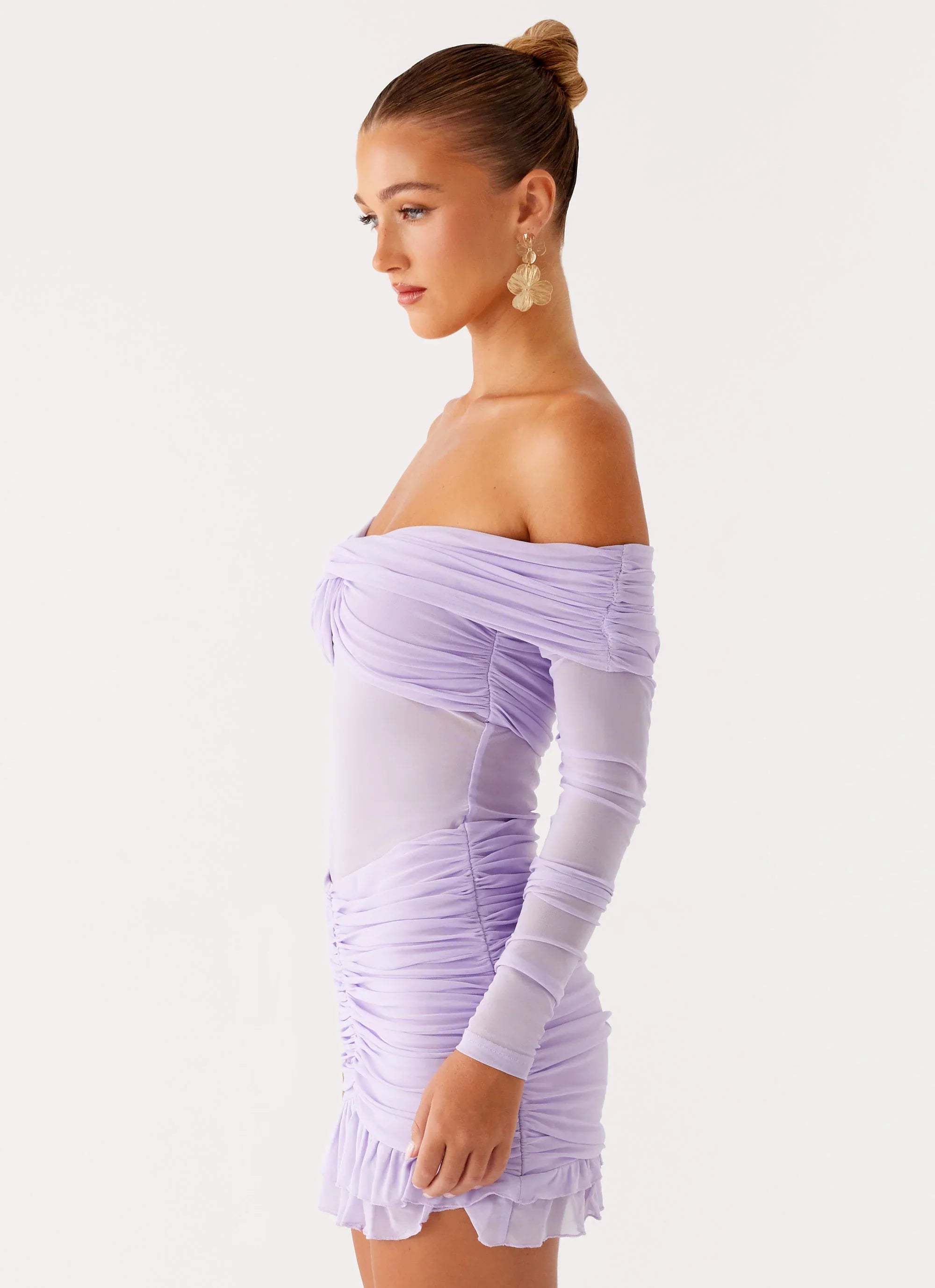 Tiff Long Sleeve Mini Dress - Lilac