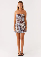 Larnie Linen Mini Dress - Bluewood Blossom