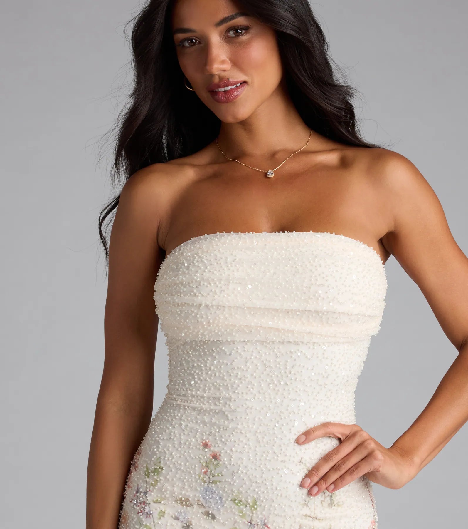 Felicia Floral Beaded Mini Dress
