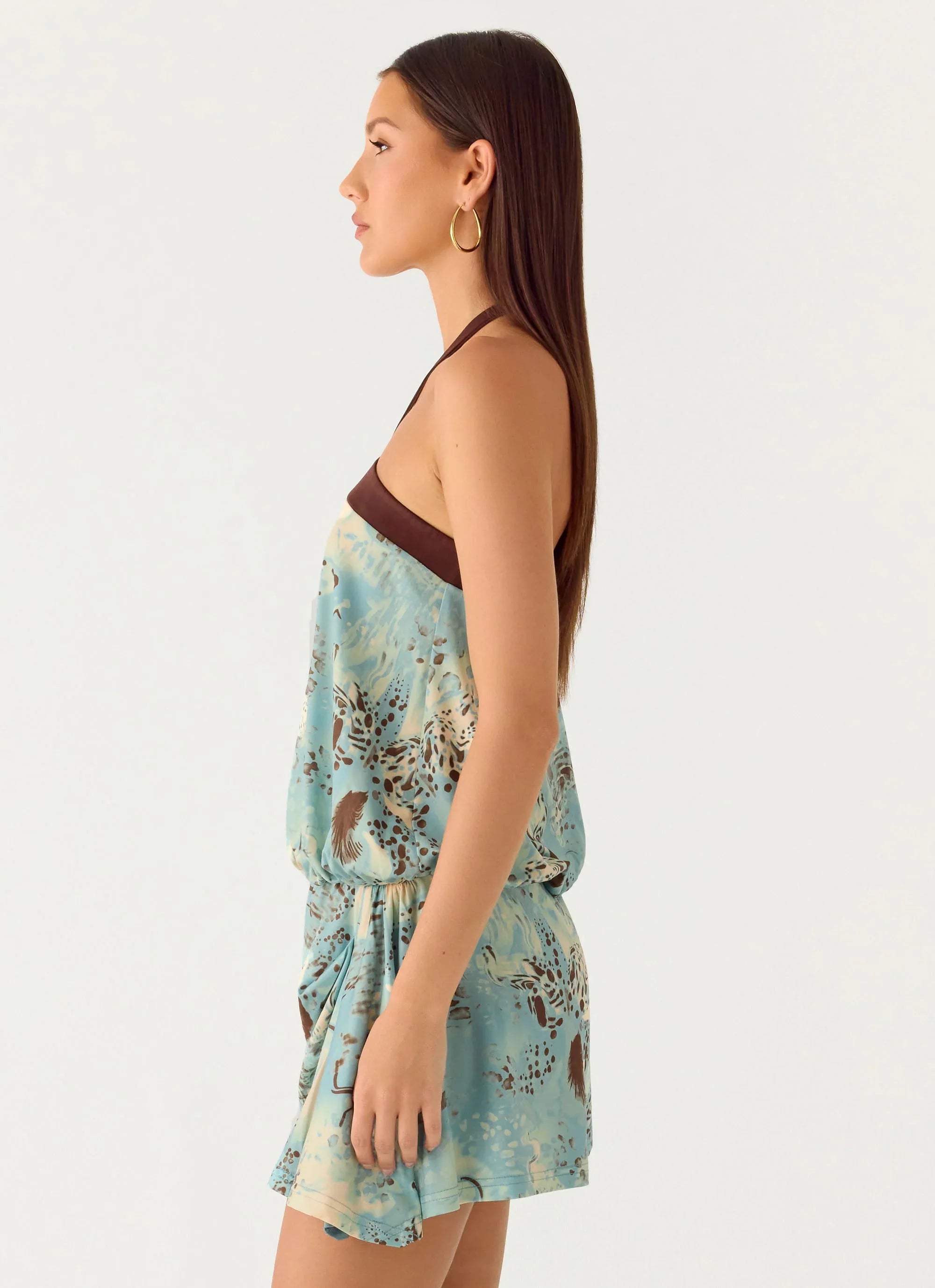 Switch Up Halter Mini Dress - Aqua Blur